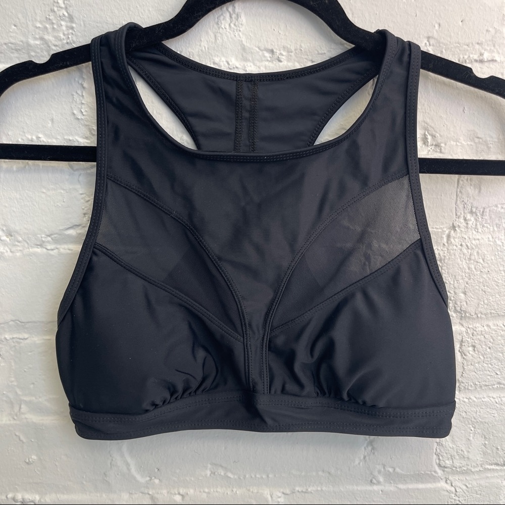 Apollo Swim Black High-Neck Mesh Swim Top Size M